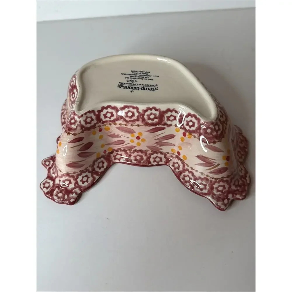 Temp-tations Old World Red Chicken Hen Bowl Stoneware Ovenware Farmhouse 0.5 Qt